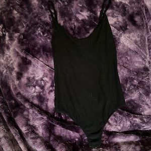 Derek Heart Women’s Size Medium Black V Neck Body Suit Thong Sleeveless Clubwear